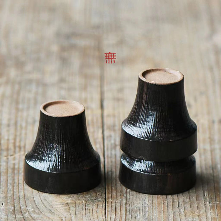 Nippon Toki Handmade Teacup Hana Tedzukuri Ocha kappu Black (kuro 4.8*4.8cm 40ml)
