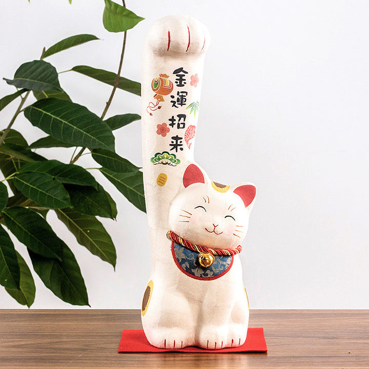 Kyoto paper mâché Washi Long-handed Lucky Cat Ornament Golden Fortune Large 29cm