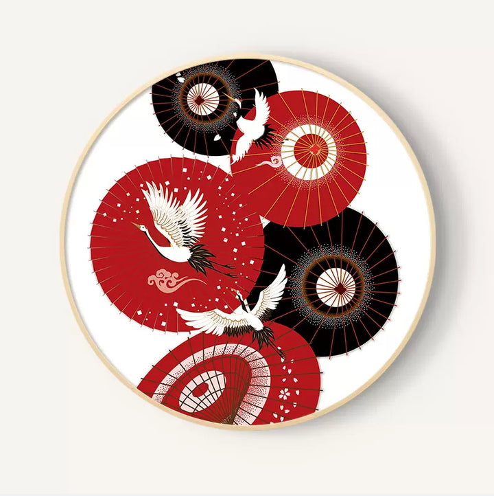 Japanese Famous Wall Art Umbrella Crane Sankaku 40*40cm