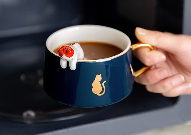 Hangable Ceramic Coffee Spoon Kuro Neko (Black Cat 11*2*3cm)