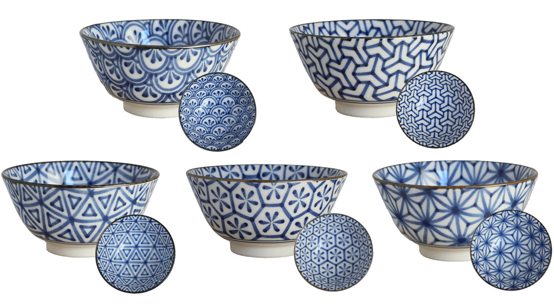 Old Nippon Blue Pattern Geometric 15x6,8cm kommen set