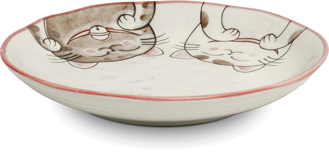 Three cats plate oval red 19 cm | H2 cm