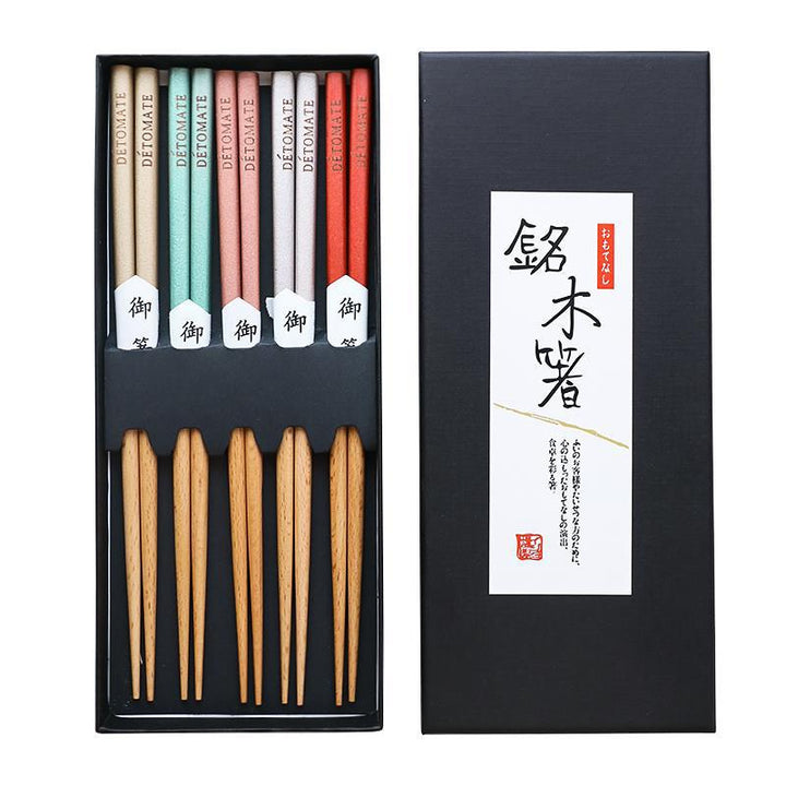 Nippon Beechwood Chopsticks (5 pairs with different color - Gift box)