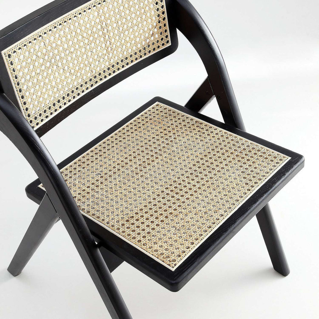 Foldable Rottan Chair Black