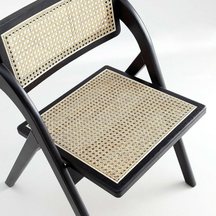 Foldable Rottan Chair Black