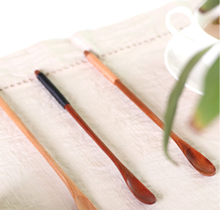 Nippon Wooden Narrow Mouth Stirring Spoon (Beech Khaki 20cm)