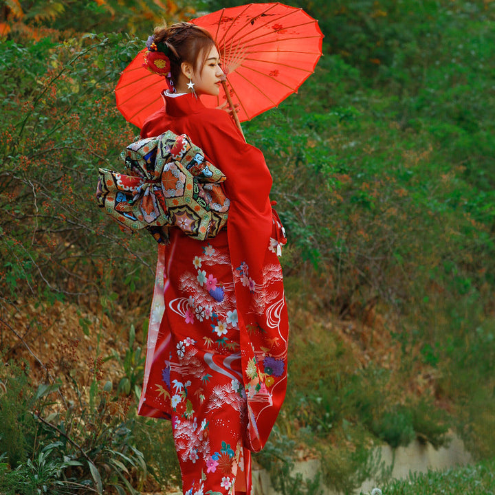 Japanese Kimono Formal Woman Red Furisode