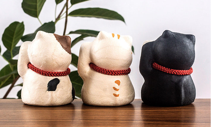 Kyoto paper mâché Washi Handmade Lucky Cat Ginger