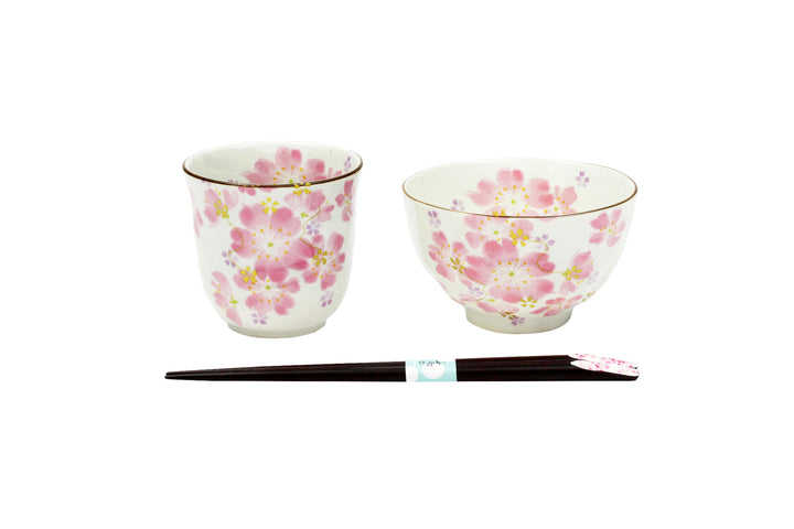 Japanese Hand-Painted Single Person Set - Cherry Blossom