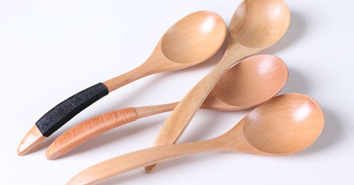 Curved Handle Household Small Spoon (Hemu Light Khaki Thread) 18*4.5cm 10g