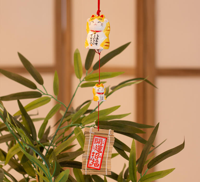 Furin Ceramic Bell Maneki Neko Chatora