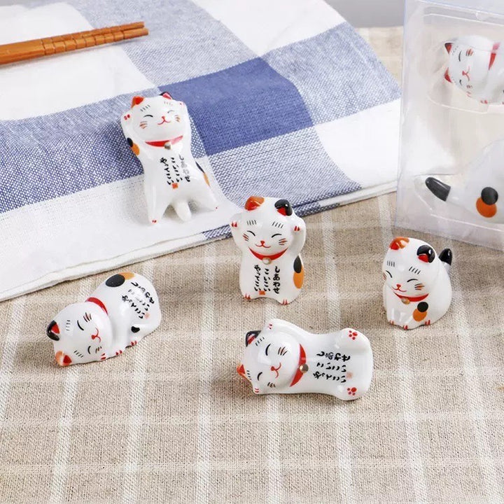 Nippon Chopstick Holder Lucky Cats 5pcs
