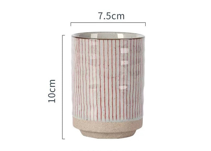 Japanese Tea Cup Vertical Line Red