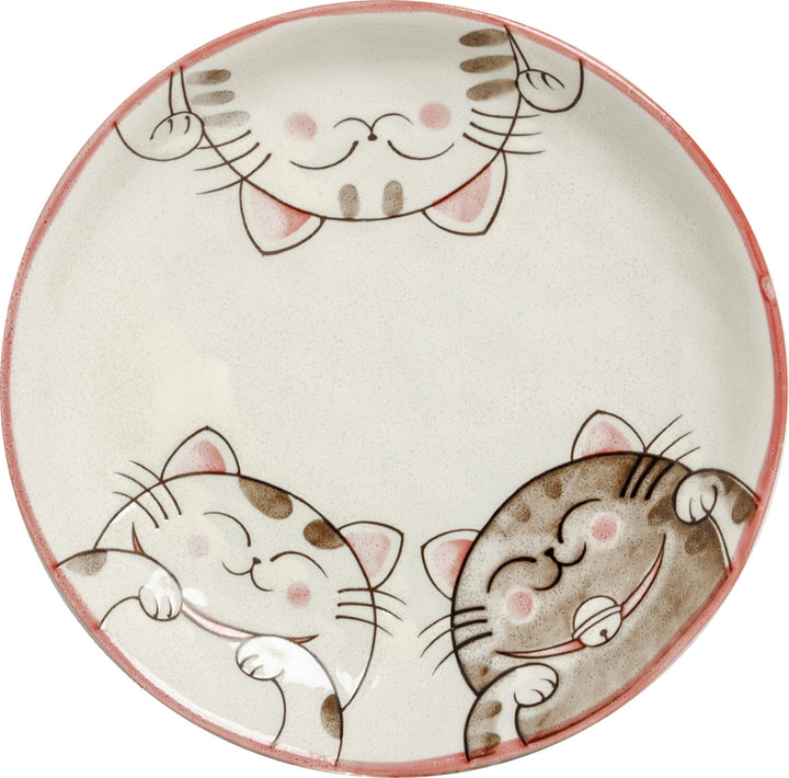 Three cats plate oval red 19 cm | H2 cm