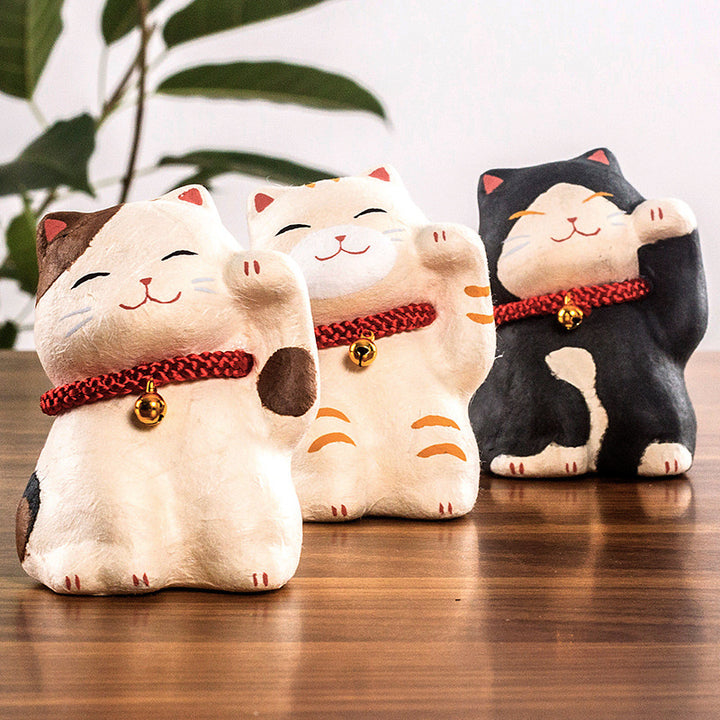Kyoto paper mâché Washi Handmade Lucky Cat Ginger