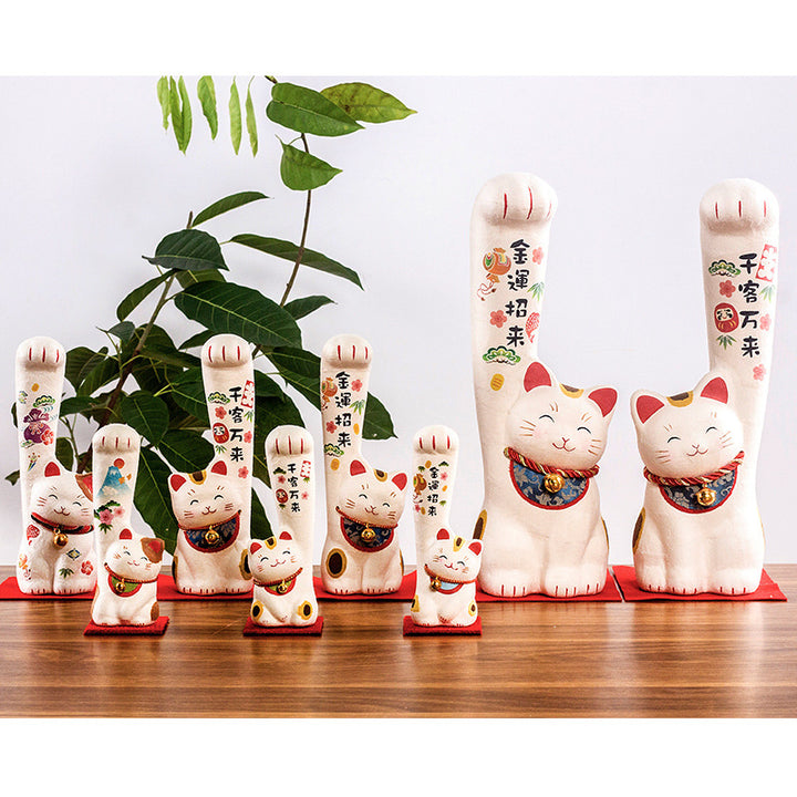 Kyoto paper mâché Washi Long-handed Lucky Cat Ornament Golden Fortune Medium 18cm