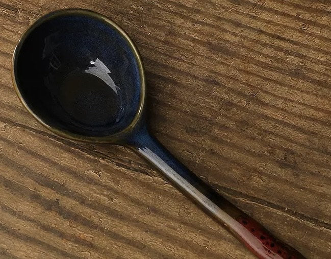 Nippon Toki Handmade Spoon Tedzukuri Blue 22cm/7.4cm