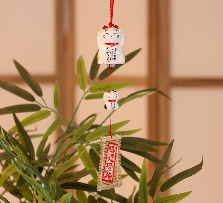 Furin Ceramic Bell Maneki Neko Calico