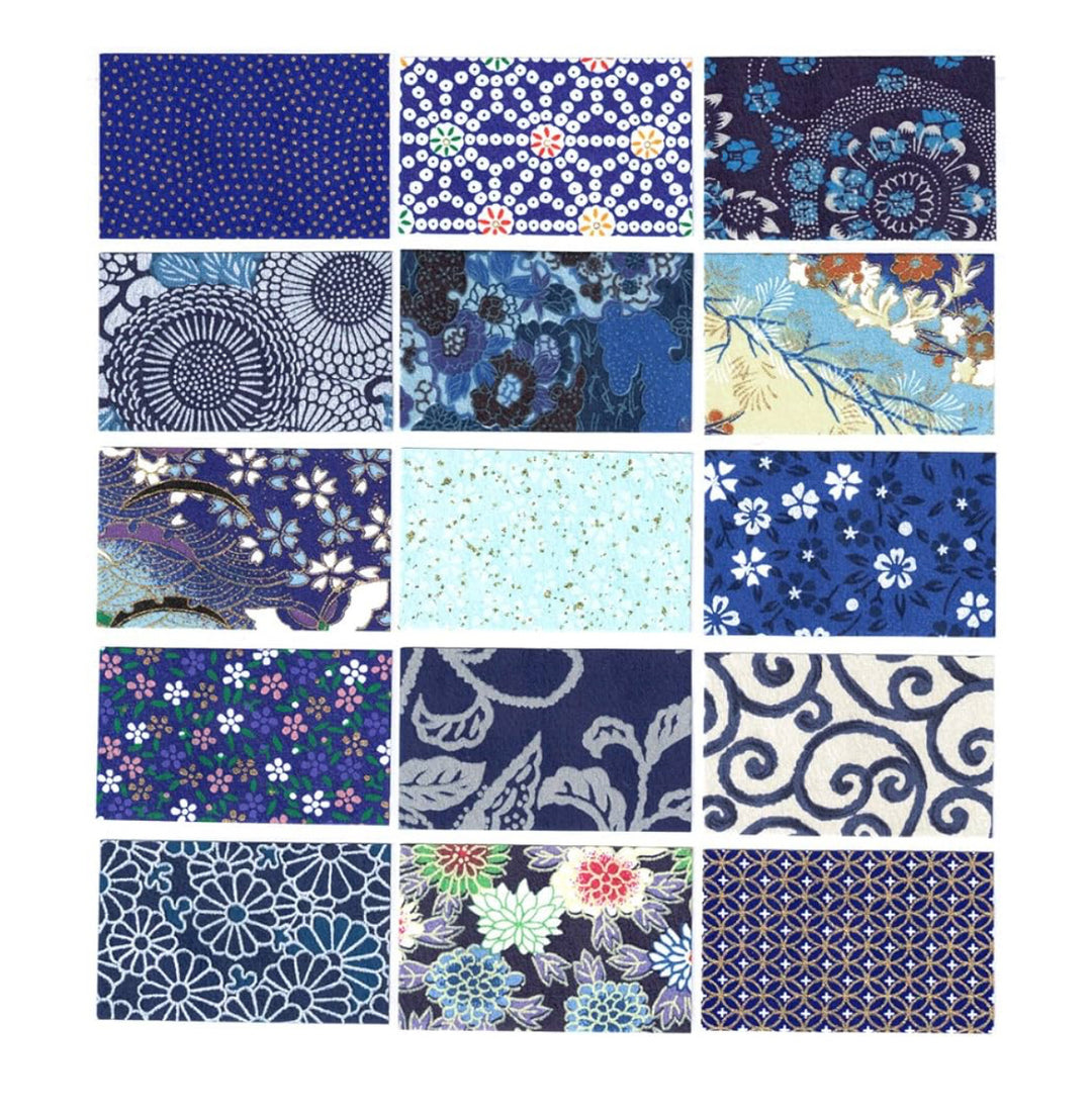 Washi Kawasumi Origami paper  Denim Blue 15x15 cm 15 pcs