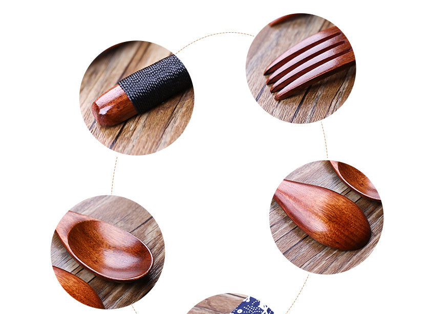 Nippon Wire Wrapped Wooden Spoon Fork Chopsticks Set of 3 Black 22.5cm