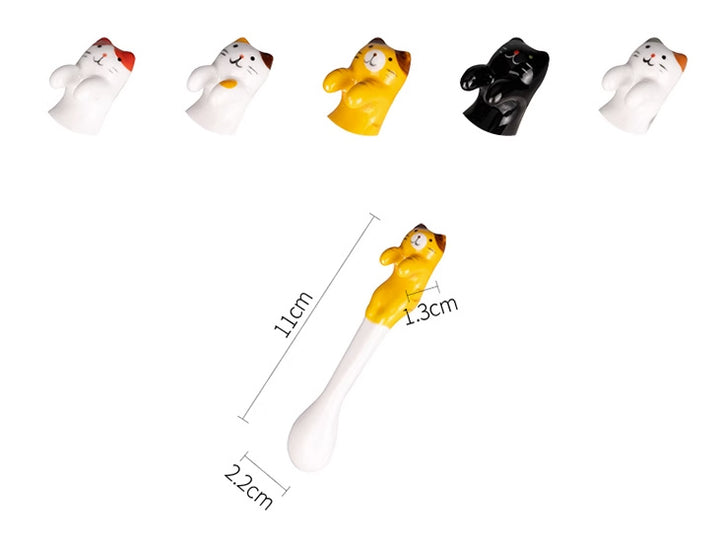 Hangable Ceramic Coffee Spoon Aka Neko (Red Cat 11*2*3cm)