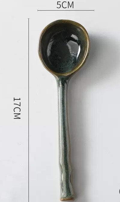 Nippon Toki Handmade Spoon Tedzukuri Green 17cm/5cm