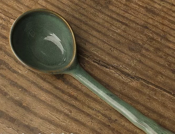Nippon Toki Handmade Spoon Tedzukuri Green 22cm/7.4cm