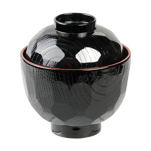 Miso soup bowl black red