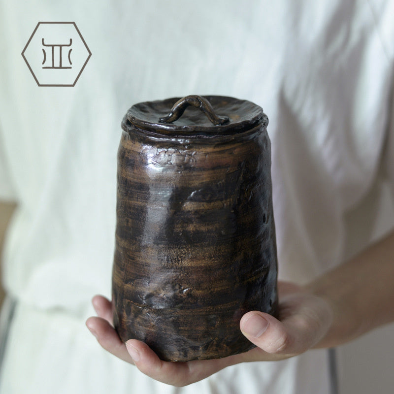 Nippon Toki Handmade Tea Storage Tank Tedzukuri Tipotto Black (kuro large)