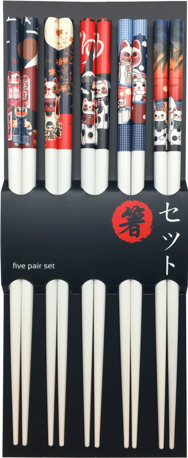 Chopsticks set Lucky cats 22.5 cm 5 pr