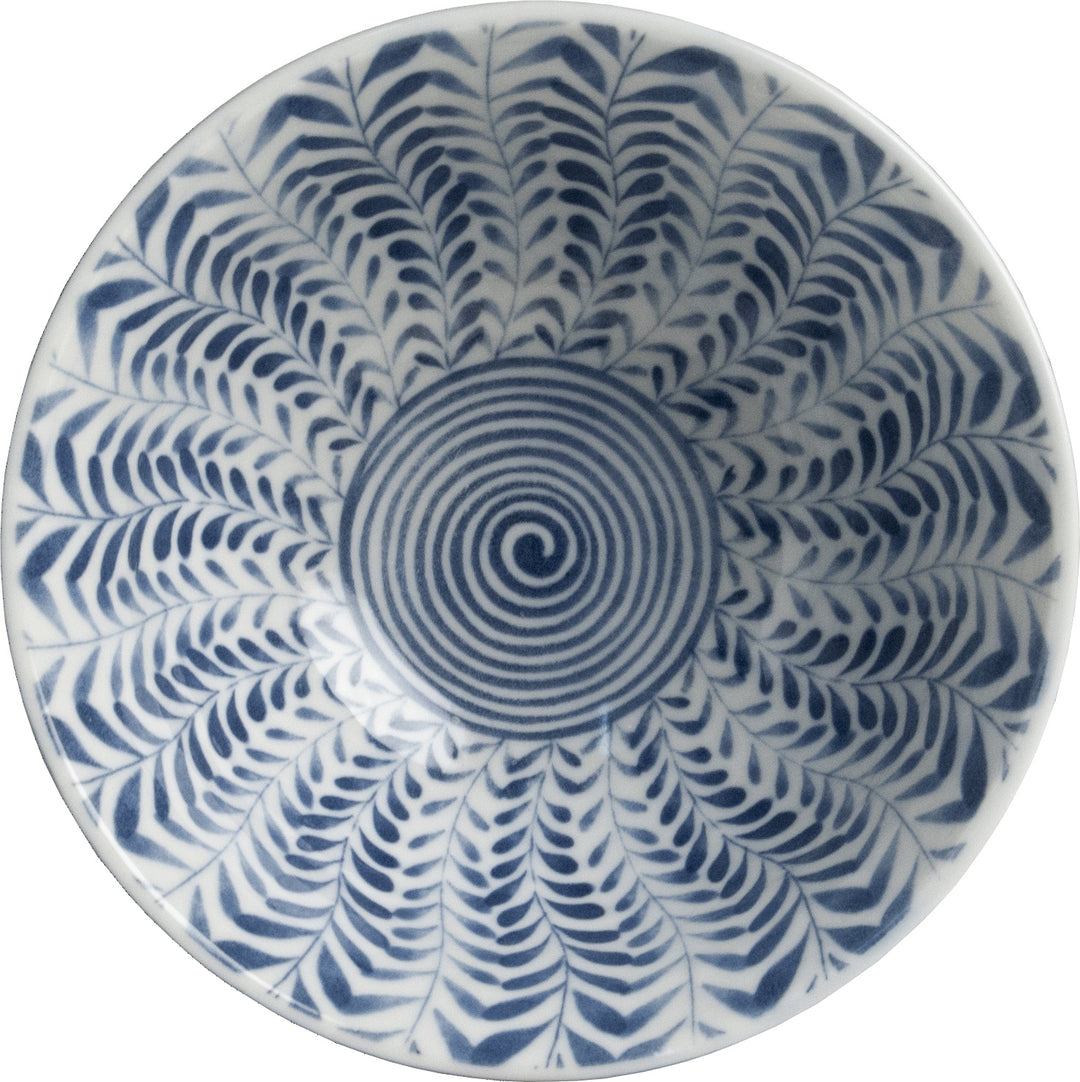 Ribbed Leaf pattern Japanese blue Ø13 cm