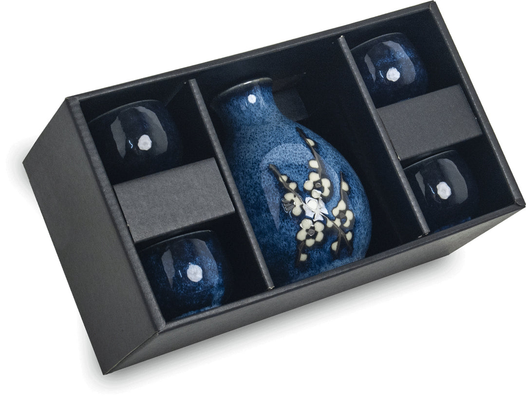 Edo  Hana blue Japan Sake Set 5pcs