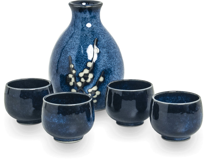 Edo  Hana blue Japan Sake Set 5pcs