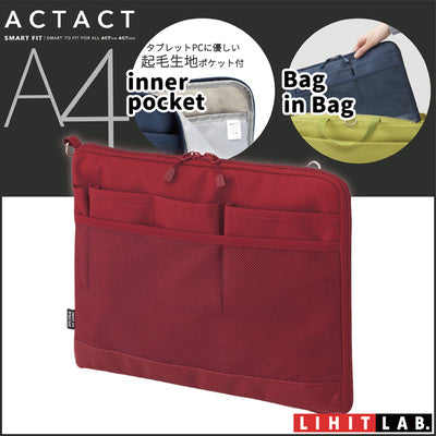 LIHIT LAB Japan Smart Fit Bag in Bag A4 light Green Moss